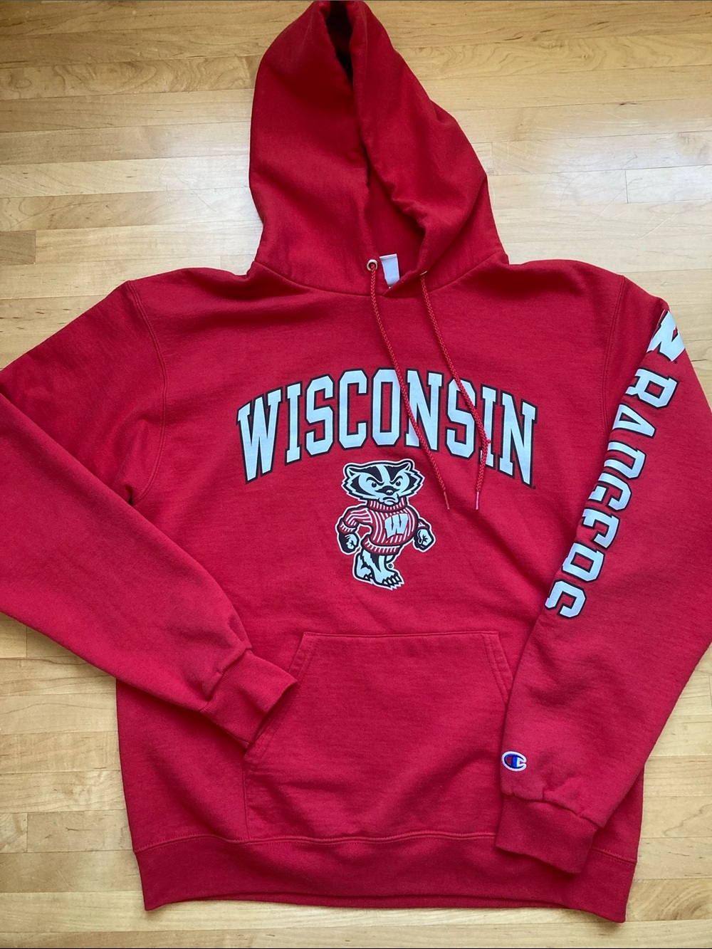 Champion Red Wisconsin Bucky Badger Hoodie Men’s Medium